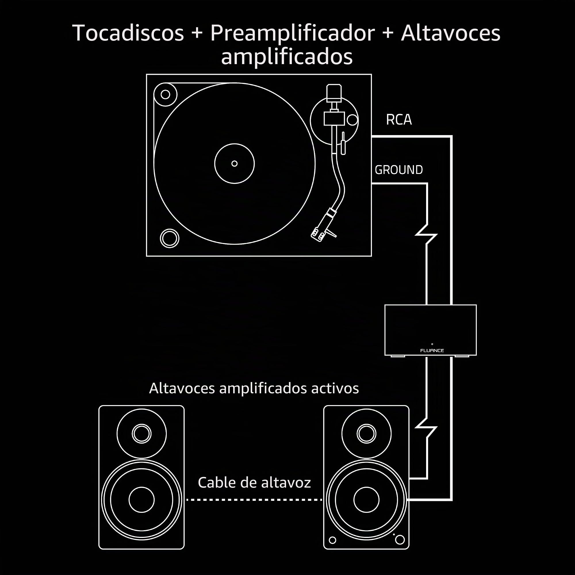Fluance PA10 Preamplificador Phono de Alta fidelidad (Preamplificador) con ecualización RIAA para Tocadiscos/Discos de Vinilo MM