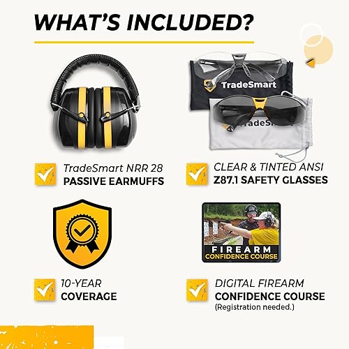 Miniatura 32 de TradeSmart High-Performance Earmuffs for Shooting Range & Shooting Eye Protection Glasses + Firearm Confidence Course Rosado