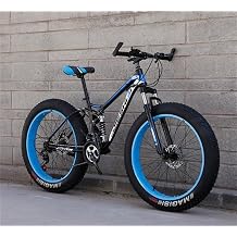 XXAMountain Bike, 24/26 Inch, 7/21/24/27 Speed, High Carbon Steel, Adult Cross Country Bike, Snow Bike, 4.0 Large Tire, Dual Suspension, Beach Bike Suitable for Male and Female Students, Multi-Speed