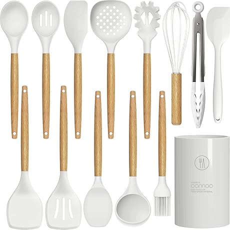 Silicone Cooking Utensils Set - White