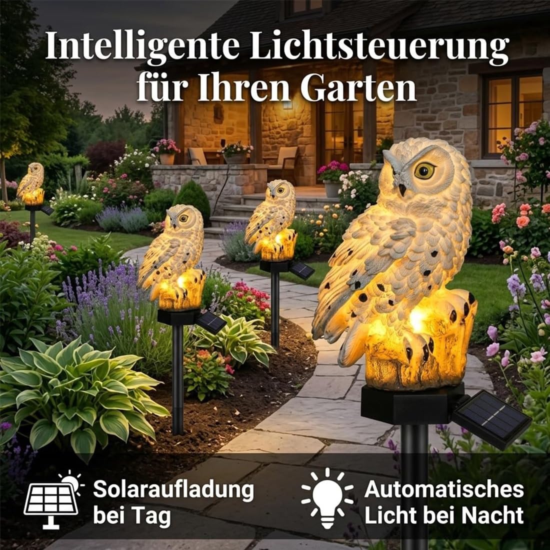 2026 Neu Lebensechtes Luma Eule, Lumaeule Solar Gartenlampe Beweglich, Gartendeko Eule, Solar Eules für Außen, Flexible Platzierung, Sofortiger Blickfang, Wetterfest Langlebig, für Garten/Hof(Braun)