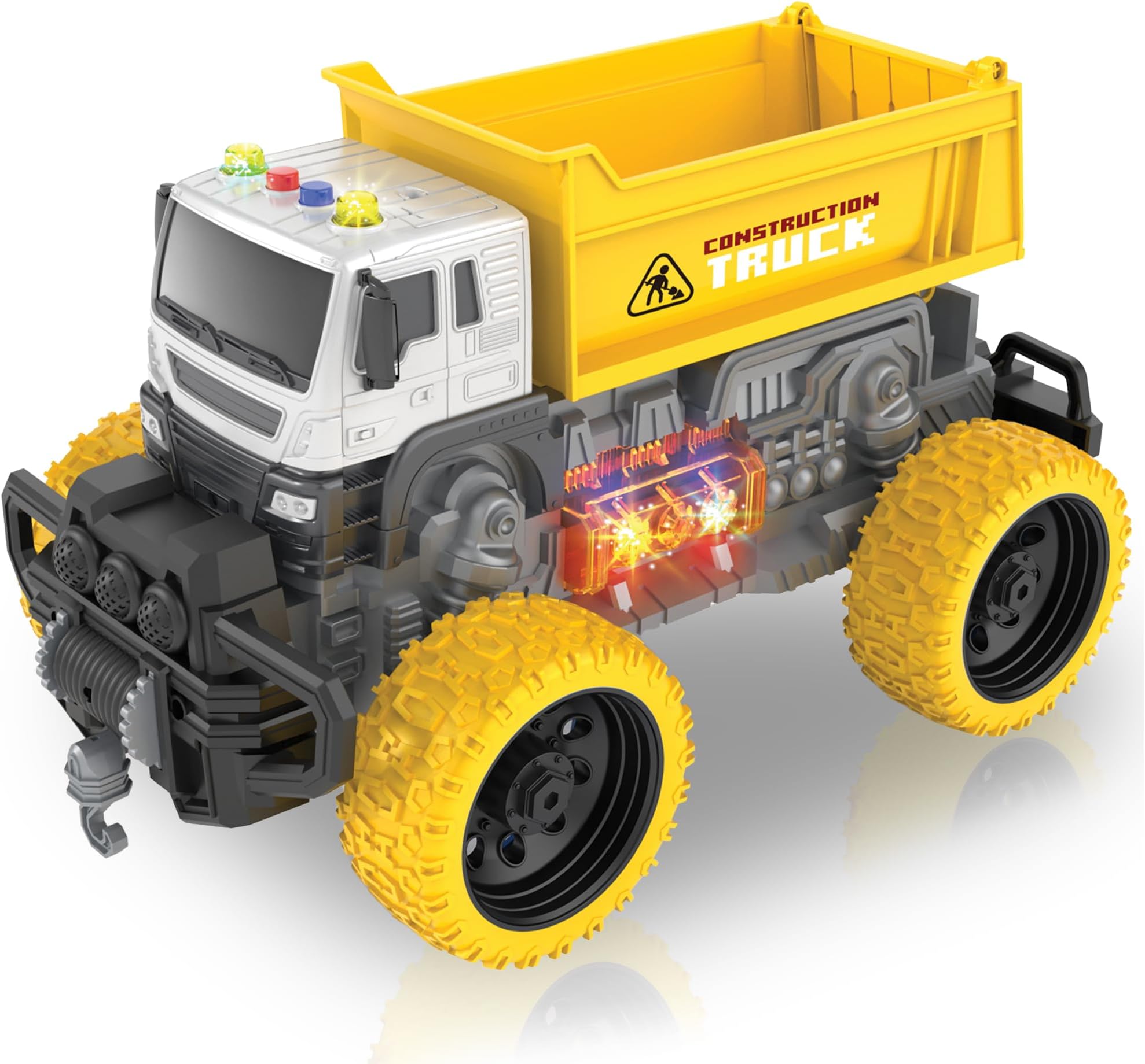 ArtCreativity Large Dump Truck Toy for Kids - Big Dump Truck Toy with Giant Yellow Wheels Features Sounds & Lights - Big Trucks for Boys 3 4 5 6 7 - Large Construction Toys for Indoor and Outdoor Play