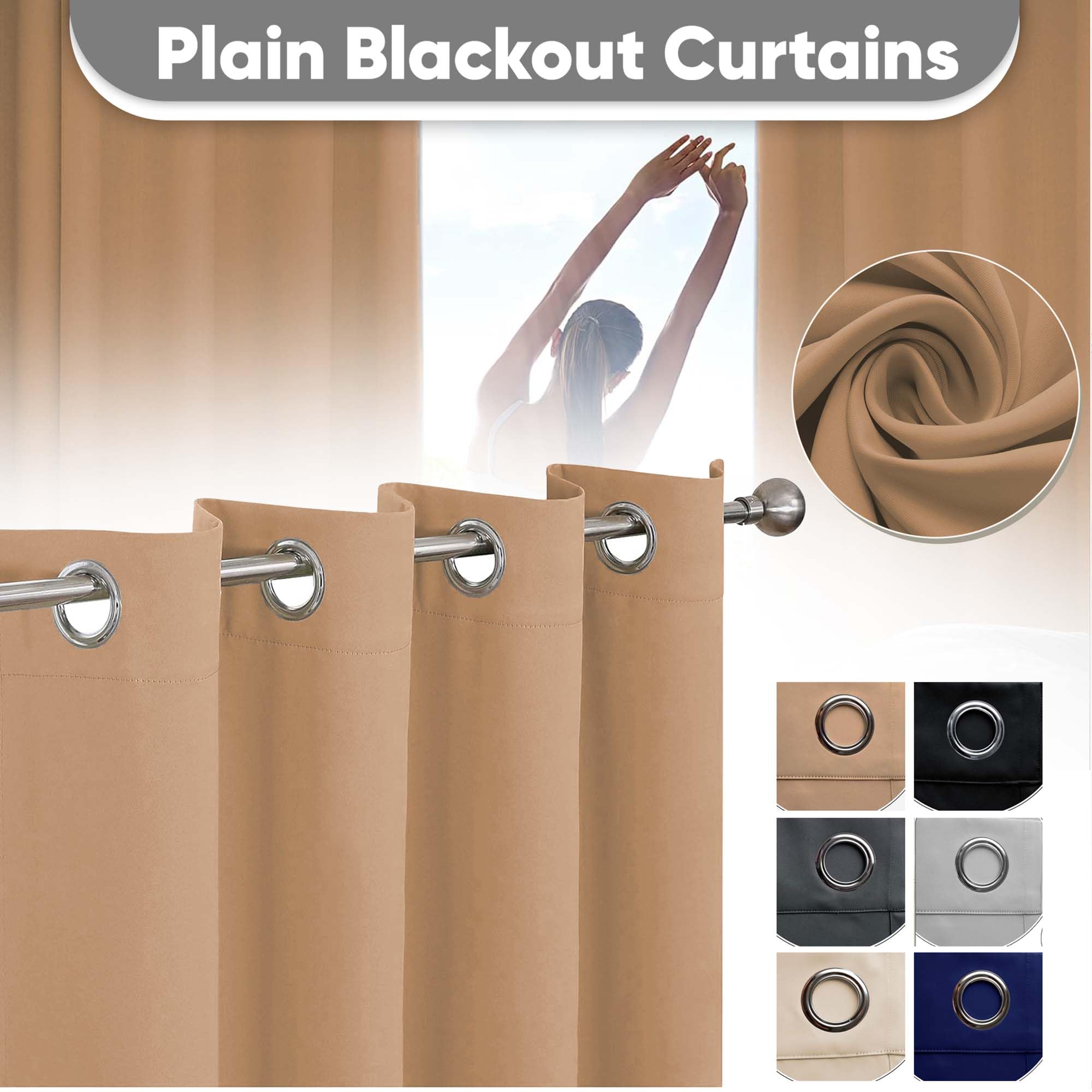 Yorkshire Bedding Blackout Curtain Ring Top 66 x 84 Inch Thermal Insulated Readymade Beige Door Curtains, 1 Panel + 1 Tieback - Image 3