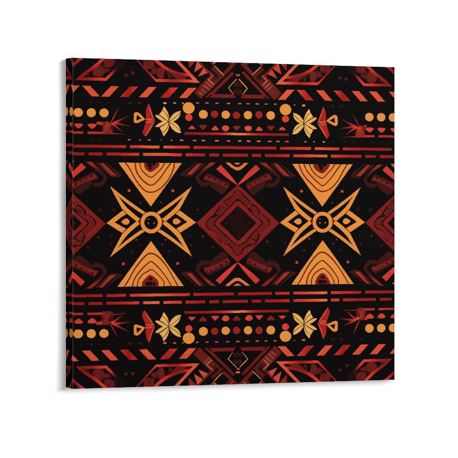 KLOPH Brown And Red Tribal Pattern Canvas Wall Art for Living Room 10x10inch Modern Artwork Painting for Bathroom Hanging Canvas Prints Aesthetic Wallart for Bedroom Kitchen Office Wall Decor