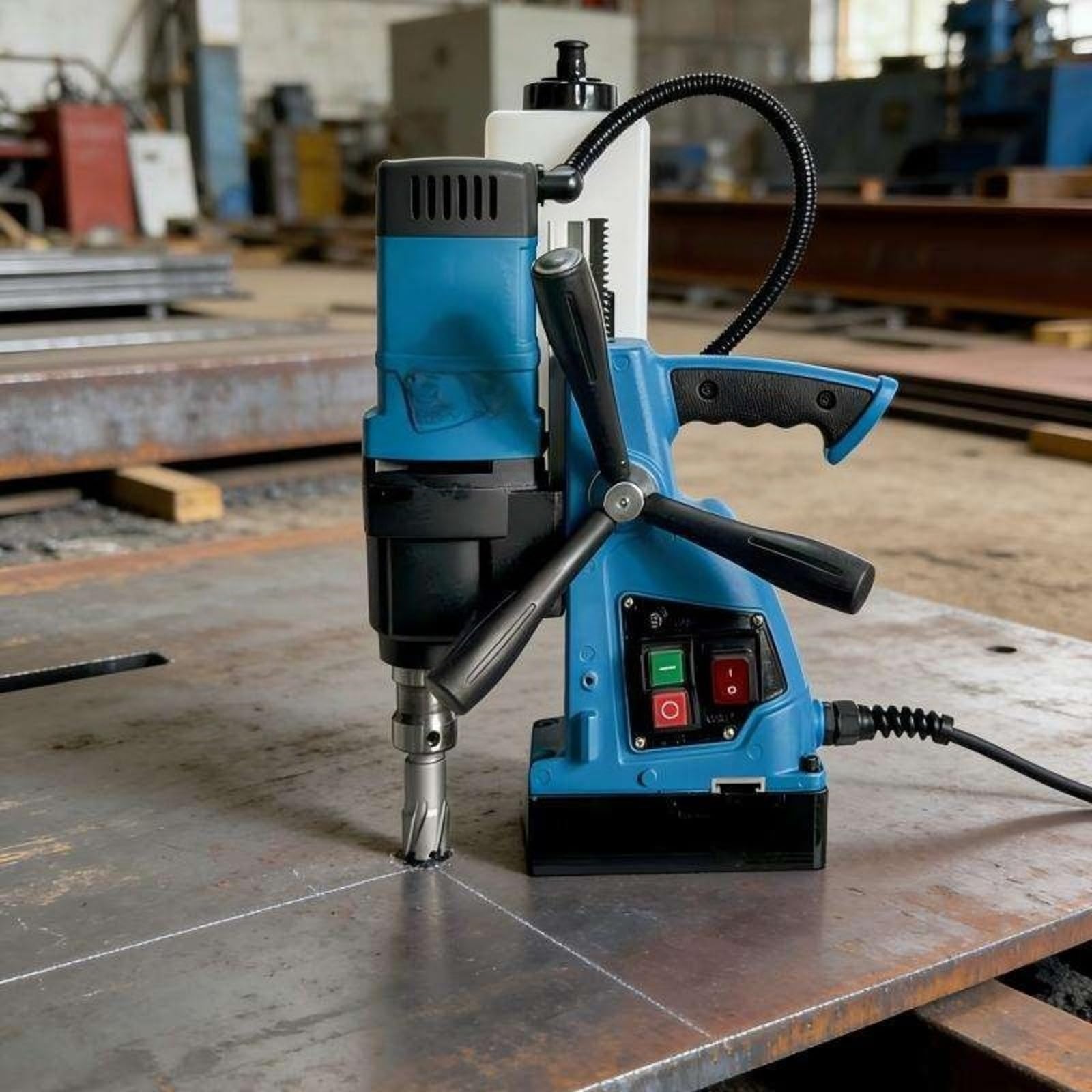 Taladro Magnético, Prensa de taladro magnético Industrial multifuncional, máquina perforadora núcleo portátil con velocidad Variable para placa acero hueca(1580Adjustable speed)