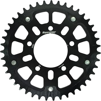 Supersprox Driven Sprocket, Rear Stealth STEALTH Aluminum & Steel 43T Black RST-709243-BLK Compatible with aftermarket wheels MARCHESINI TYPE-A, OZ, BST, ROTOBOX, ENKEI