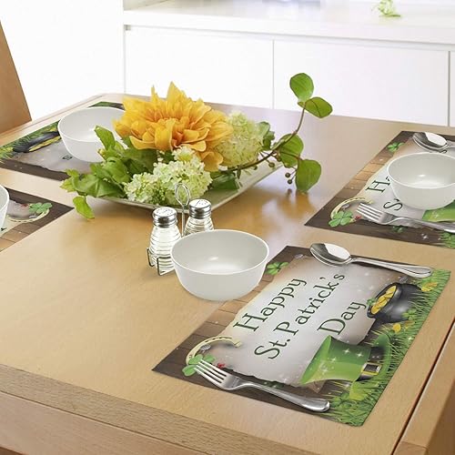 Miniatura 4 de Ambesonne Juego de 4 manteles individuales de tela lavable para mesa de comedor, tamaño estándar, color marrón crema