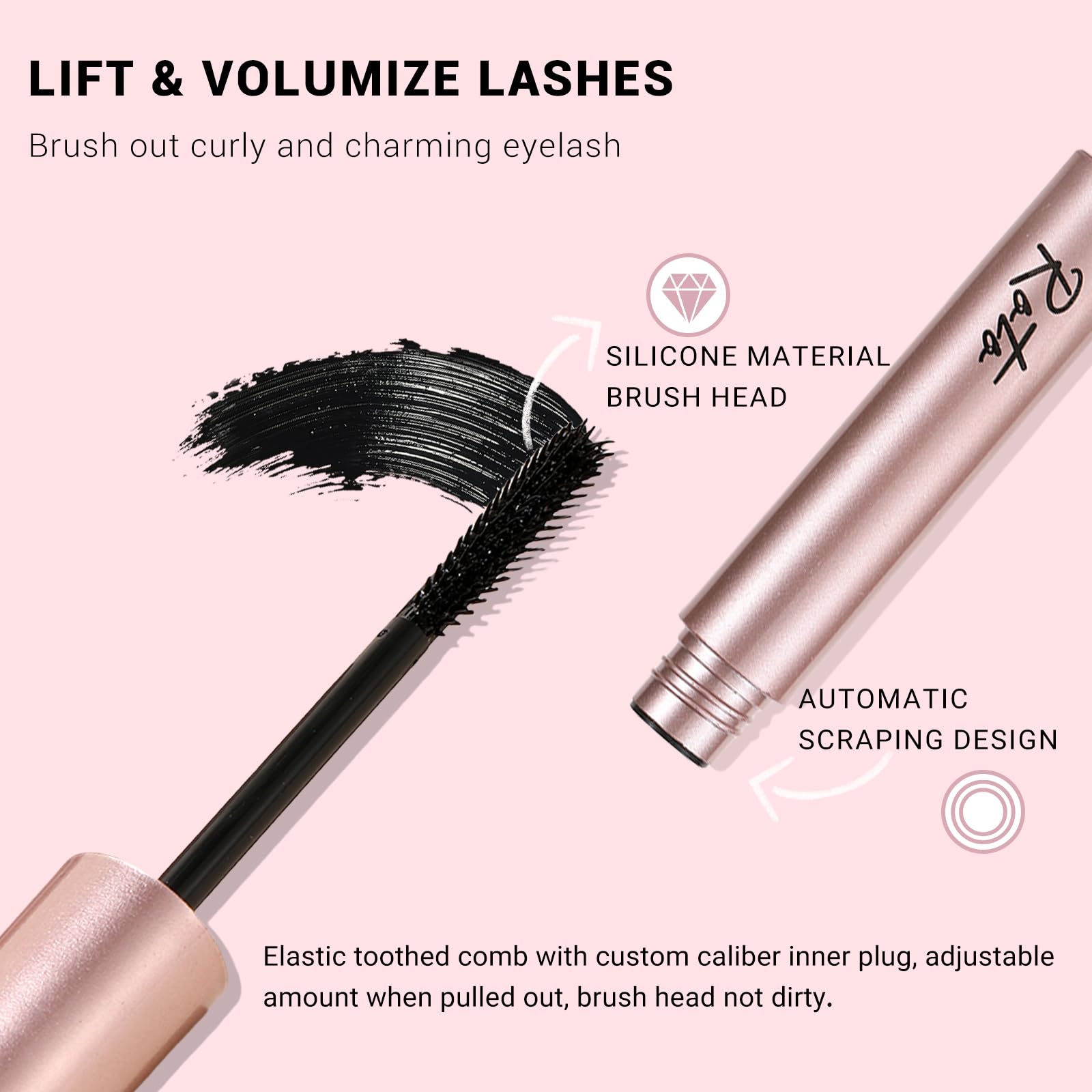 Volumizing and Lengthening Mascara,Black Mascara Waterproof,Liquid Curling Eyelash Mascara,Voluminous Tubing Mascara,Smudge Proof Fiber Mascara,No Clumping or Flaking