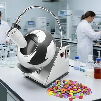 Machine Chocolate Coating Automatic Tablet Coating Machine Sugar Coating Pan Table Top Small Commercial Mini Chocolate Panning Machines, with Hair Dryer