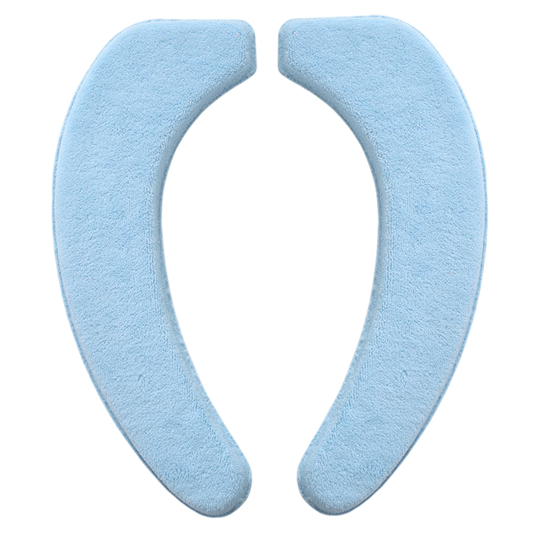 Nirelief Padded Toilet Seat, Flannel Elongated Toilet Seat Cover, Thickended Adhesive Soft Warmer Washable Padded Cushion for Bathroom, Blue Elongated Cushion