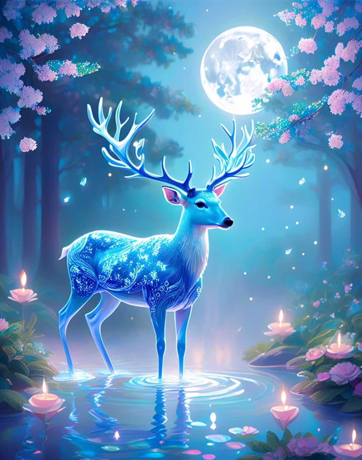 Stithej Stamped Cross Stitch Kit Dream Deer for Adult Beginner