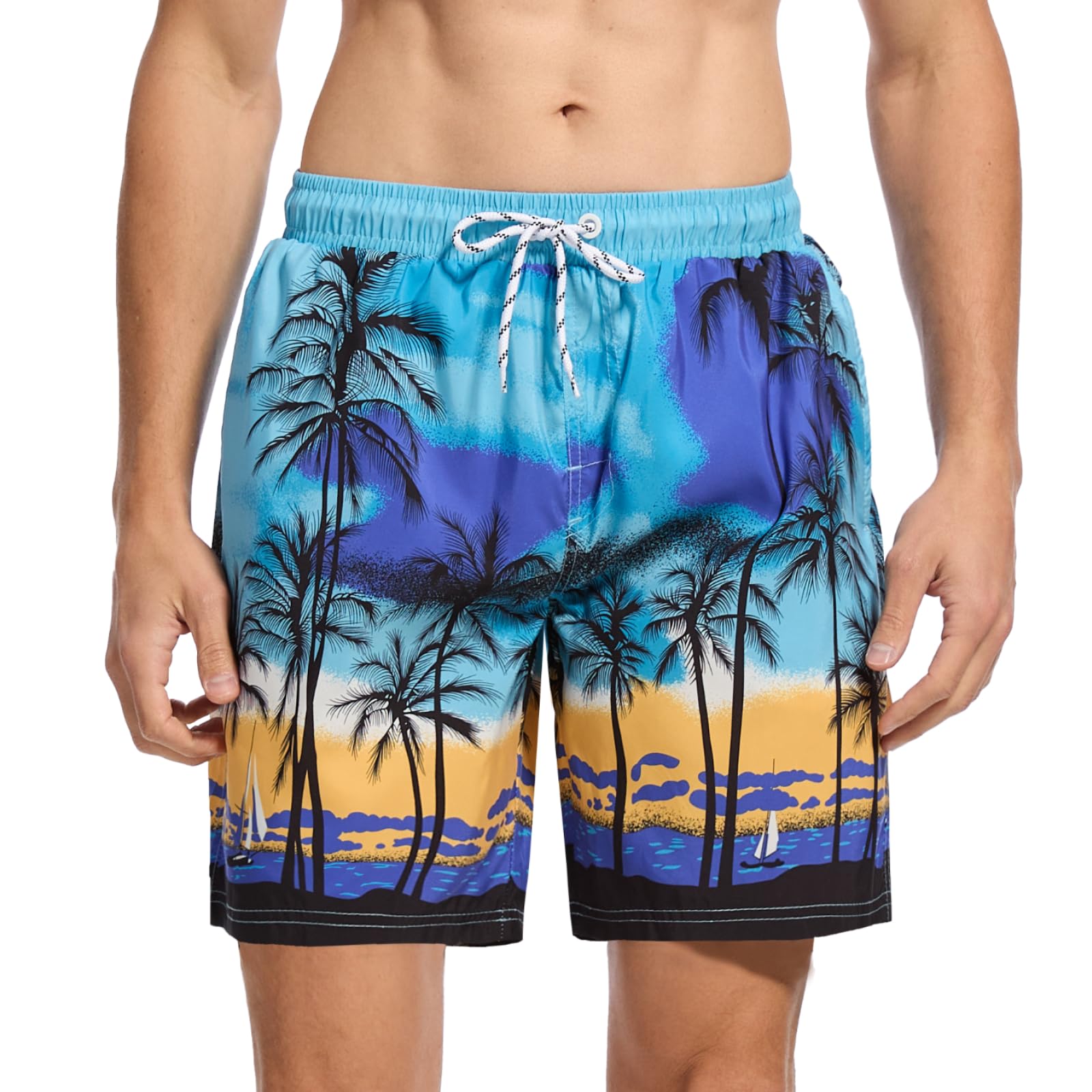 WORK IDEA Badehose Herren Schnelltrocknend Strandshorts Boardshorts Elastischer Bund Mit Kordelzug Netzfutter Für Strand Schwimmbad Urlaub