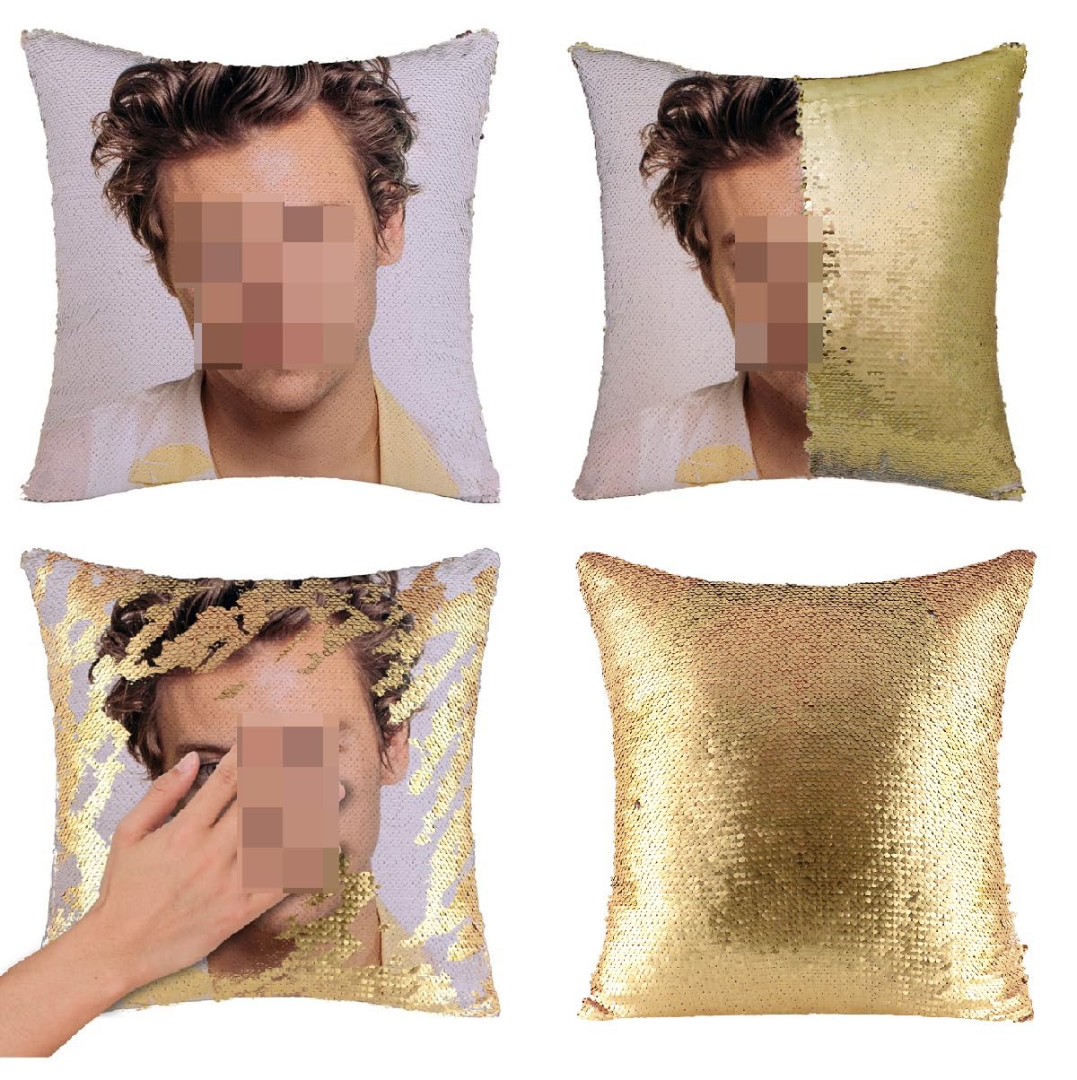 Harry Sequin Pillowcase, Funny Harry Gifts Harry Sequin Pillow Cover Decorative Throw Pillowcase Funny Pillow, Harry Birthday Gift Pillow Case (Gold)