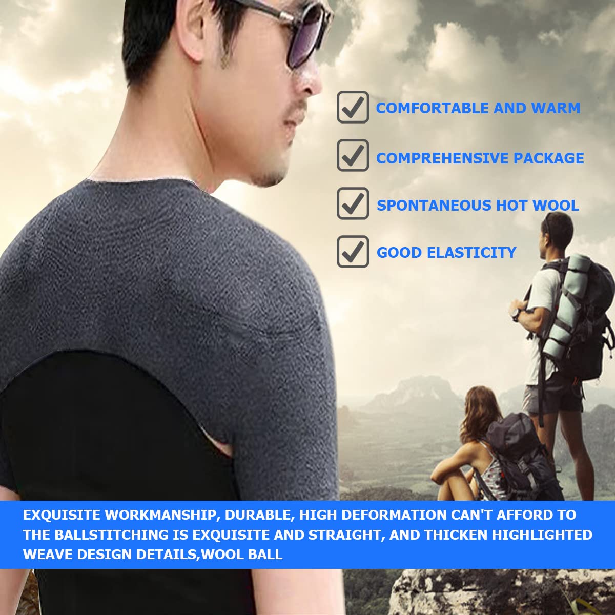 FERCAISH Double Shoulder Brace Warm Support Protector Shoulder Strap Brace, Knitted Warm Shoulder Straps for Fall and Winter, Office Home Sports Knit Cashmere Guard for Rotator Cuff Shoulder (L) - Image 4