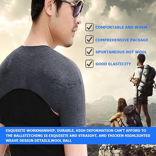 Miniatura 4 de FERCAISH Soporte doble para el hombro, protector de soporte cálido, correas de hombro cálidas de punto para otoño e invierno, protección de