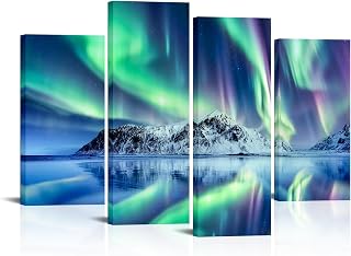 Northern Lights Decorations Aurora Borealis Canvas Wall Art for Bedroom