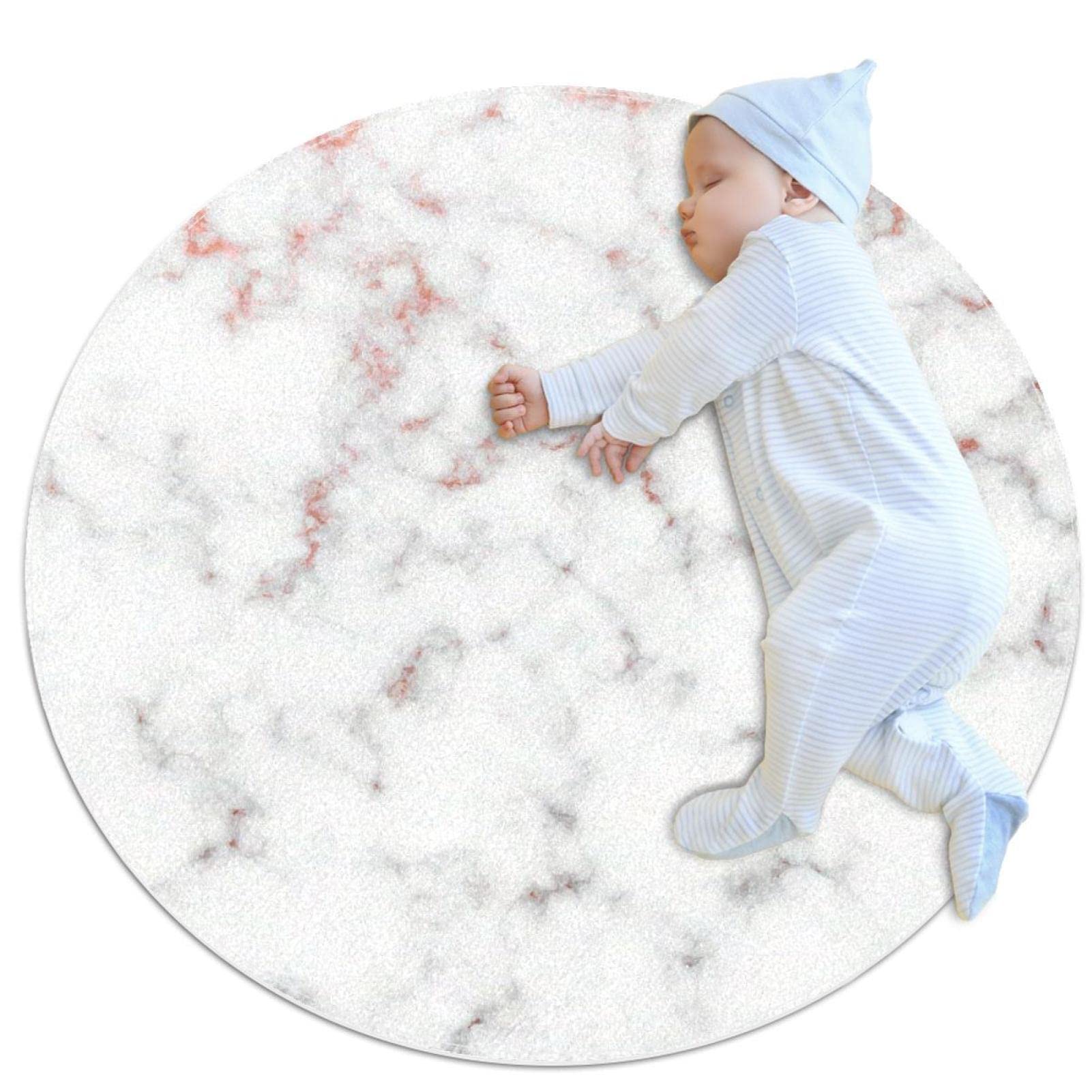 Tapis rond motif marbre JDEZ 100x100cm pour chambre et salon
