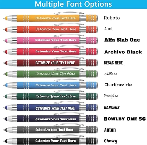 Miniatura 4 de Kingluu 12 bolígrafos personalizados suaves al tacto con lápiz capacitivo, grabado gratis, tinta negra con tu nombre, logotipo, mensaje y texto,