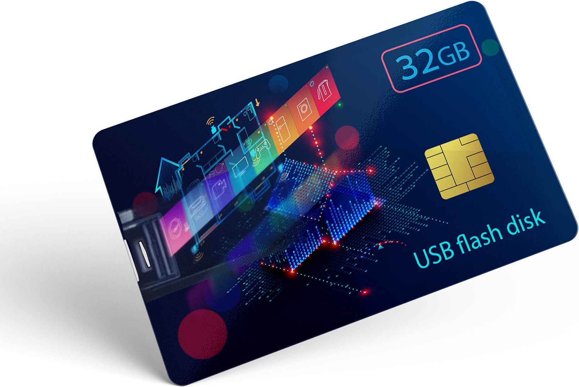 32GB USB Flash Drive Flat Business Card/Credit Card Shape for Wallet,Purse, Pocket - Tech Model Pen Drive Memory Stick (Blue)