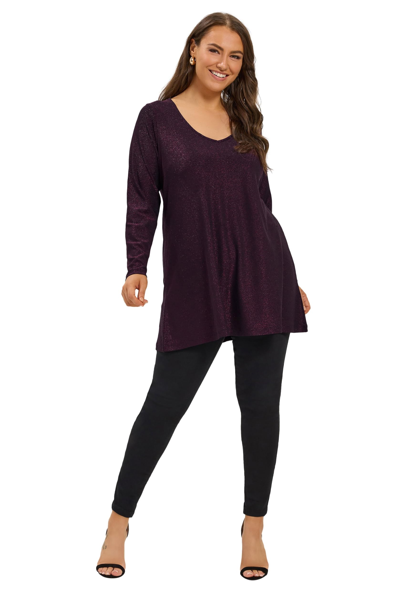 Yours Curve Sparkle Swing Tunic Top - Women's - Plus Size Curve