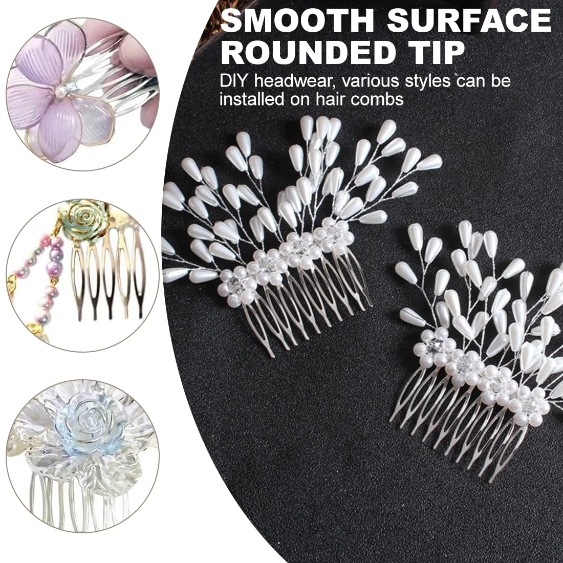16 Pezzi Pettini Laterali in Metallo 10 Denti, pettinini per Velo, Lato per Capelli per Capelli da Donna Francese con Denti per Accessori per Capelli con Clip per Chignon Argentato & Oro