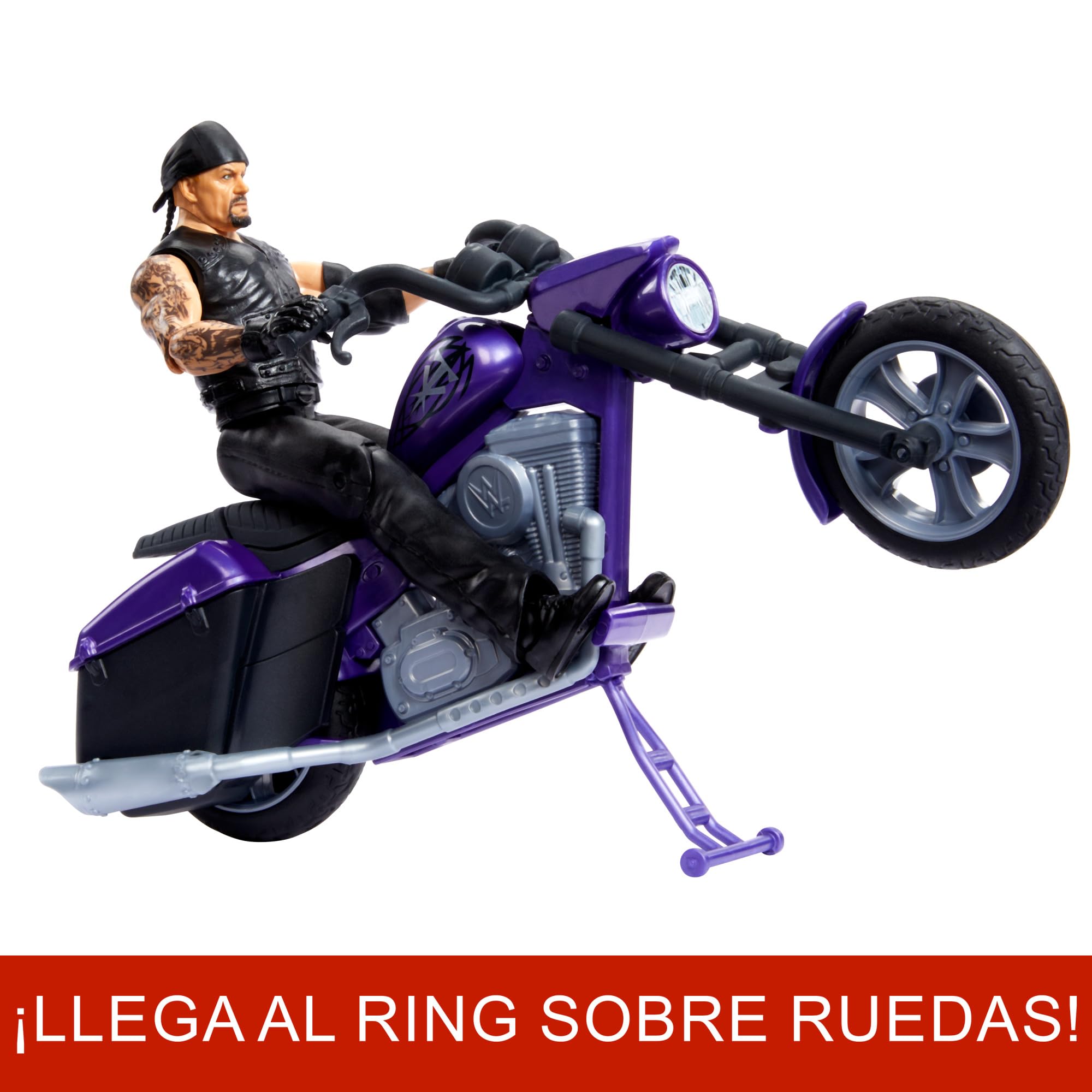 Mattel WWE Undertaker con Wrekkin' Boneyard Slamcycle Figura de acción con moto de juguete con piezas separables y accesorios, +6 años, HTR84
