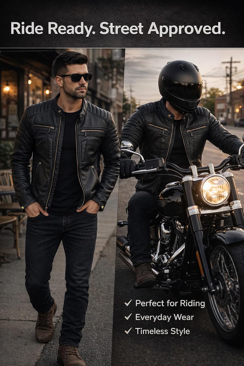 Men's Motorbike Leather Jacket Distress Zip Up Bikers Riding Protection Motorcycle Leather Jackets