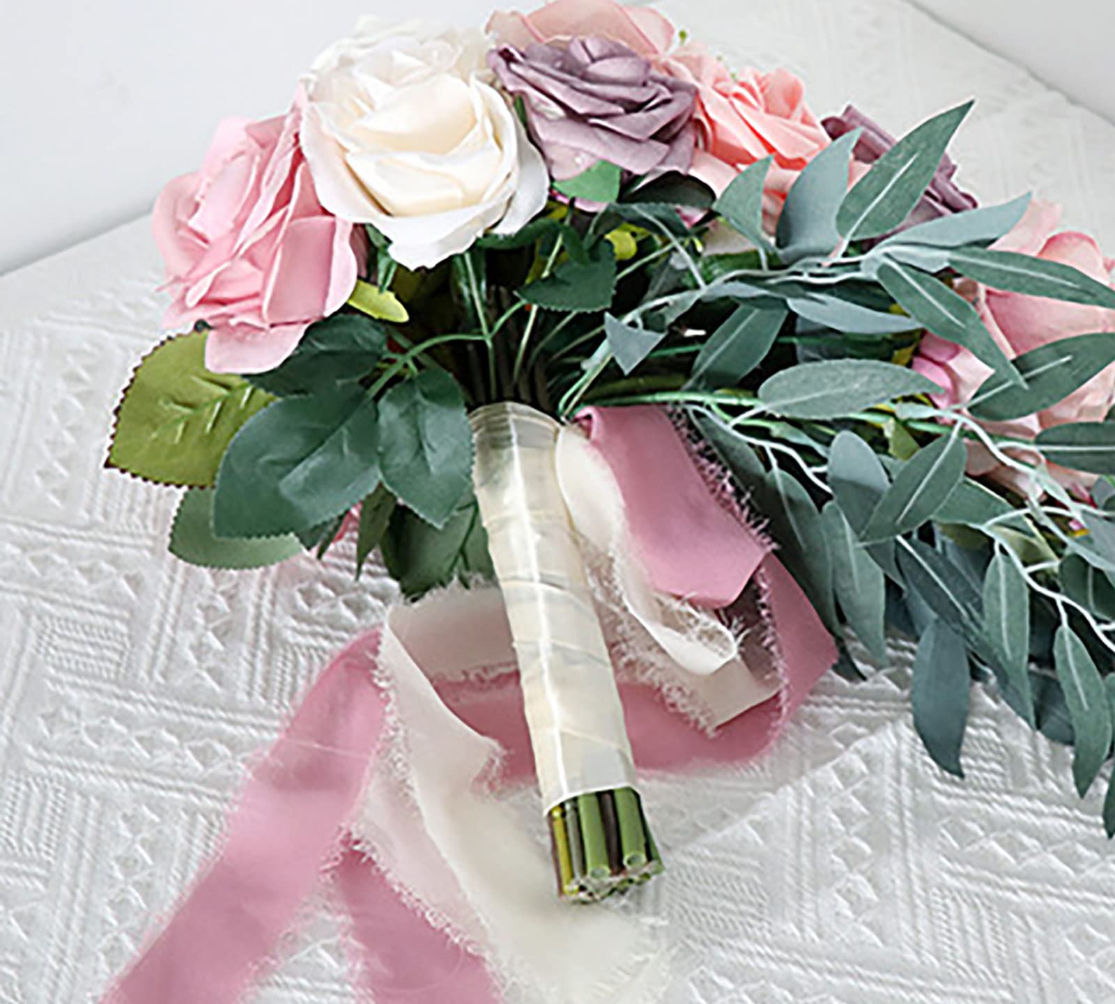 Bouquet de Fleurs artificielles, Fleurs de la mariée, Bouquets de Mariage en Forme de Goutte d'eau, Bouquet de Roses artificielles Roses et romantiques pour Anniversaire de cérémonie de Mariage
