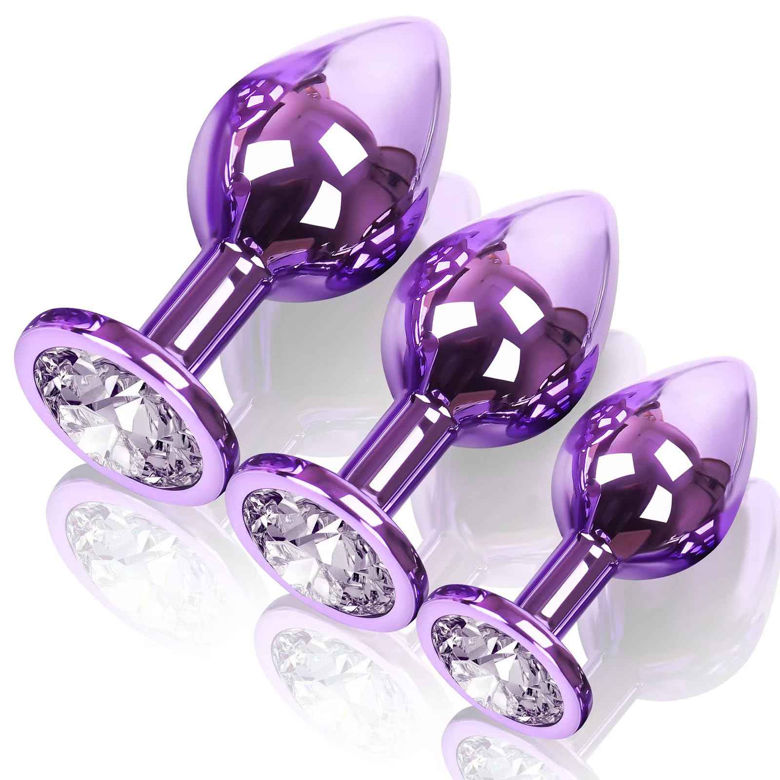 Anal Butt Plug Beginner Set - COWINOE 3 PCS Anus Plug Sex Toy with Crystal Diamond Base Adult