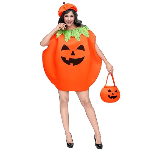 Spooktacular Creations 3Pcs Adult Women Pumpkin Costume Set with Pumpkin