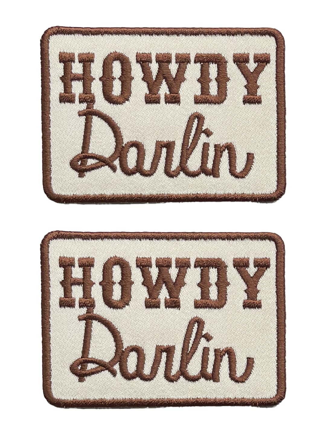 Howdy Darlin Patch, 3" x 2.25", Embroidered Iron-On for Hats, Bags, Jackets, 2-Pack