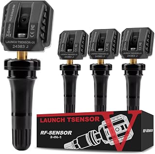 LAUNCH X-431 TSENSOR-05 TPMS Sensor 315MHz/433MHz Dual Frequency Adjustable Angle Rubber Valve Tire Pressure Monitor System Programmable Replace OE-Sensor [Pack of 4]