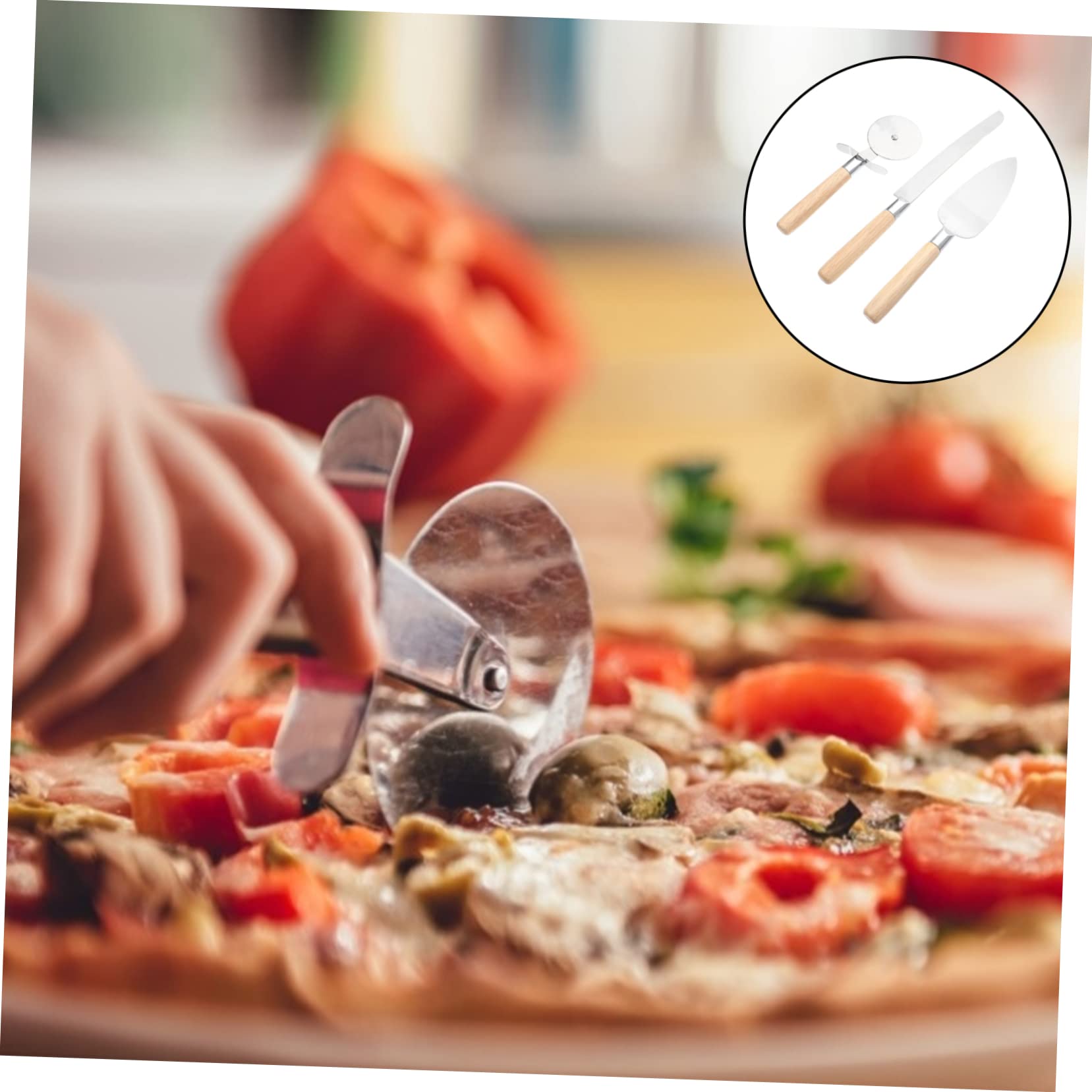 VOSAREA 1Set Pizza Cutter with Ergonomic Handles Versatile Kitchen Baking Tools for Effortless Bread Cutting Non Slip Comfortable Grip for Pizza Lovers