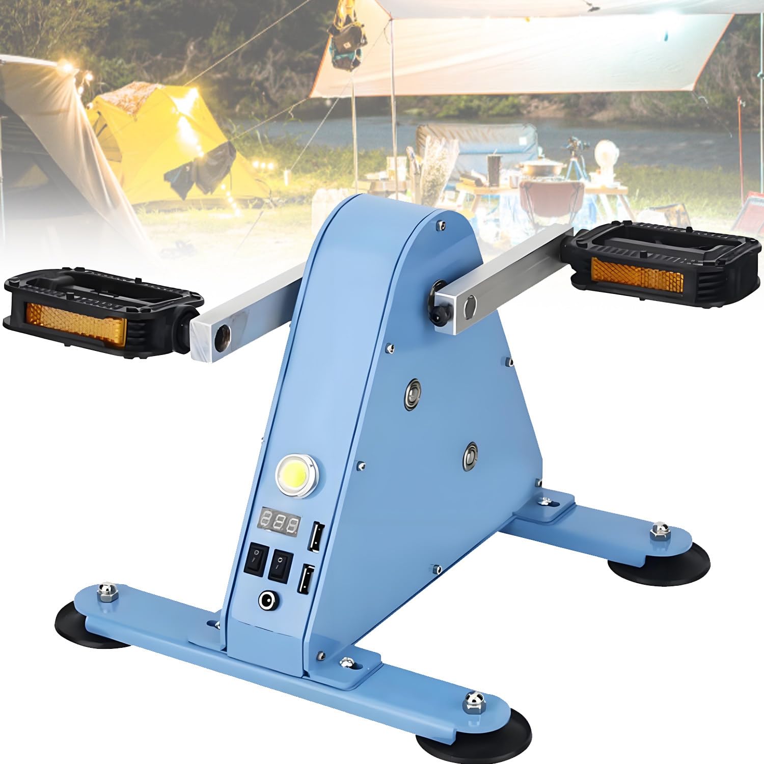 Generador de Pedal de 100 W, generador portátil de Emergencia con Salida de CC de 1 a 35 V, generador de Pedal con Doble Interfaz USB e iluminación LED, para Uso doméstico y Exterior.