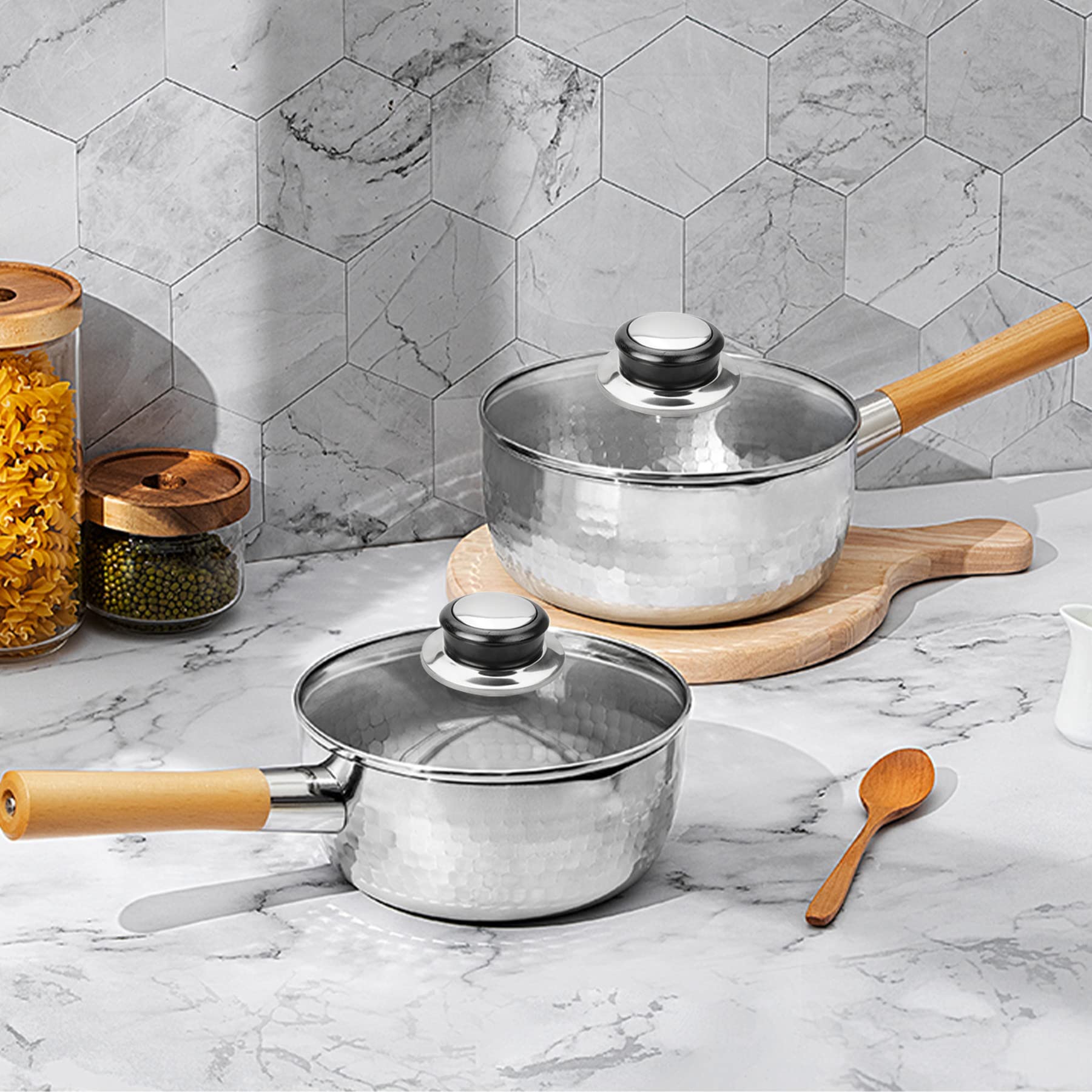 6 Stück Universalgriff für Topfdeckel hitzebeständiger Knopf, Topfdeckelgriff aus Edelstahl Kochgeschirr Ersatzdeckelknöpfe Topfdeckelknopf-Set mit Schrauben