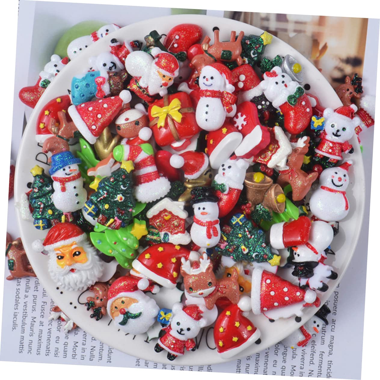SEWACC 150 Piezas Adorno De Navidad Decoración Navideña En Miniatura Adorno Navideño Encantos De Espalda Plana Árbol De Navidad En Miniatura Adornos Navideños En Miniatura Accesorios Ar