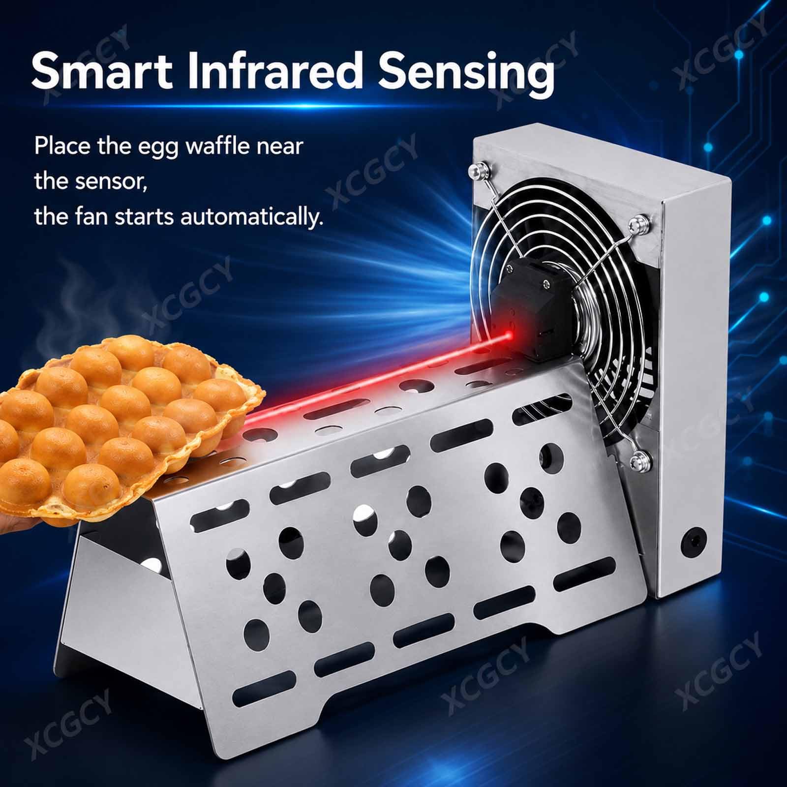 Ventilatore Automatico per Waffle, Ventola Elettrica di Raffreddamento per Waffle, Sensore Automatico 30 W, Refrigeratore da Banco in Acciaio Inox per Waffle Freschi E Snack Bar