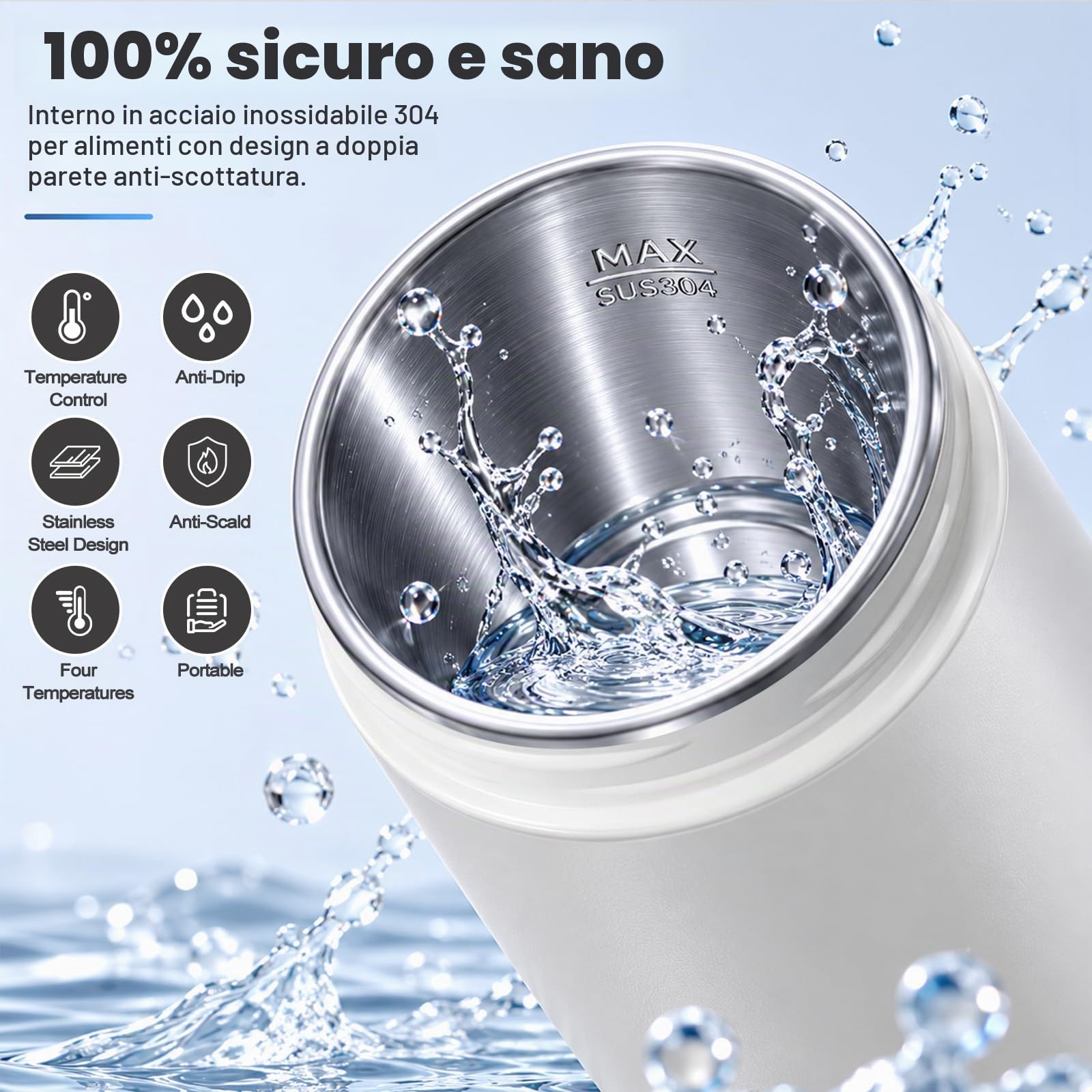 Bollitore da Viaggio, 400ml 300W Bollitore Elettrico Piccolo, Bollitore Portatile con Impostazione Temperatura, Bollitore per Auto, Tazza d'Acqua Elettrica Portatile Mini da Campeggio e Borsa