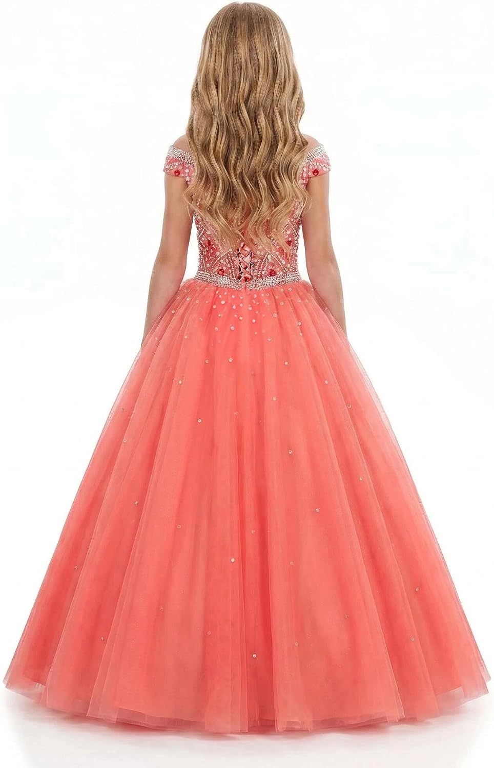 Girls Pageant Dresses Off The Shoulder Tulle Formal Ball Gown