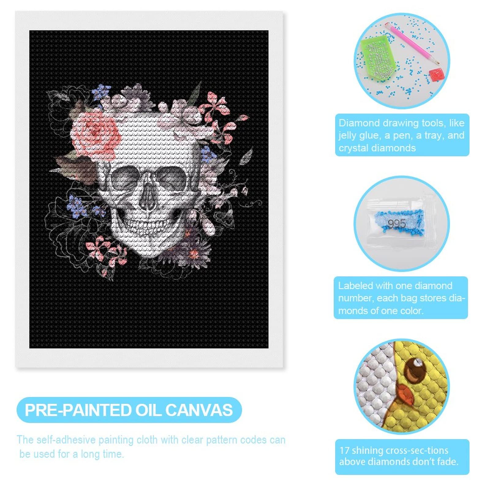 ドクロ　クリスタル　アート Amazon | ダイヤモンドアート スカル ドクロ柄 髑髏柄 キット 手芸