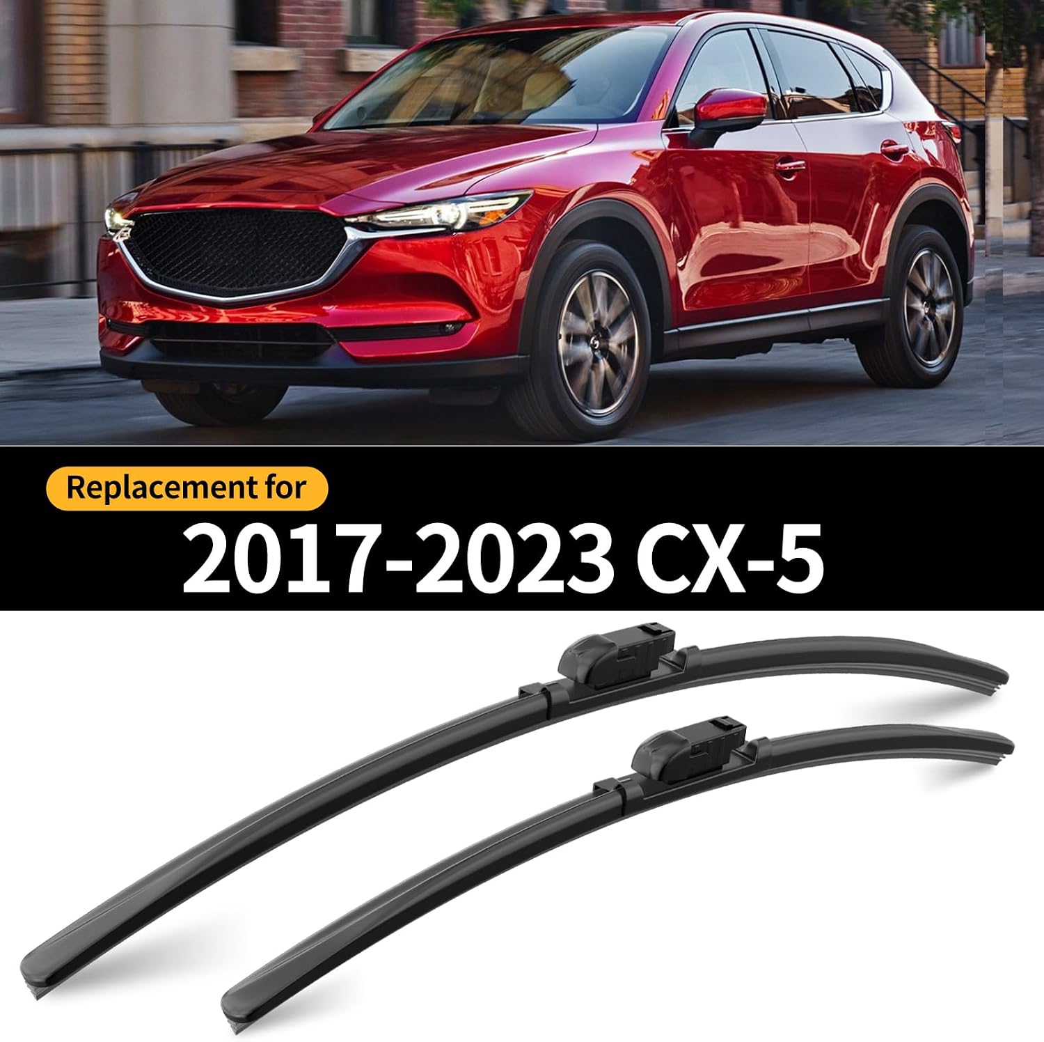 Front and Rear Windshield Wiper Blades, 3 Pcs Front and Back Window Wipers Blades Replacement for Mazda CX-5 CX-9 2017-2024, Car Wiper Blades for CX 5 CX 9 2017 2018 2019 2020 2021 2022 2023