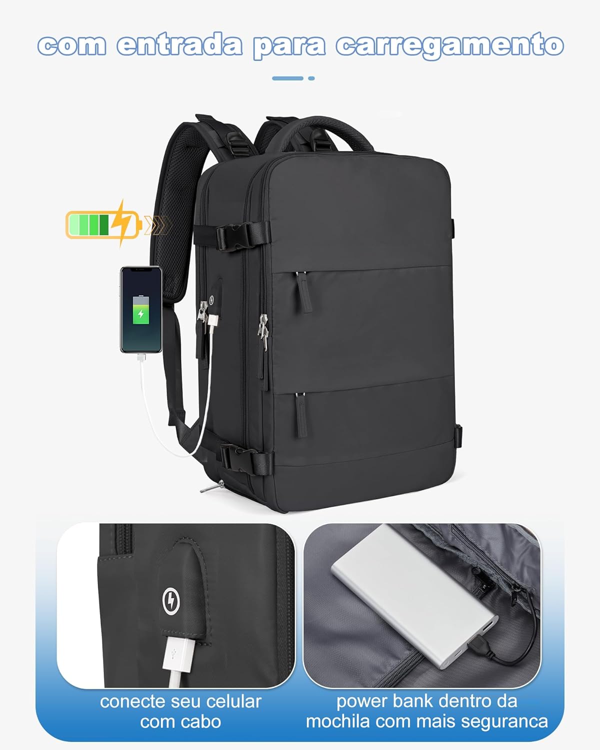 Mochila Executiva de Viagem Grande 40L Impermeável com Porta USB, Mochila Compartimento para Notebook, Mochila Feminina/Masculina Reforçada para Trabalho e viagem – VANOVA em promoção! Veja a oferta e mais achadinhos de Bolsas 5 Hoje é o melhor dia para comprar Mochila Executiva de Viagem Grande 40L Impermeável com Porta USB, Mochila Compartimento para Notebook, Mochila Feminina/Masculina Reforçada para Trabalho e viagem – VANOVA com aquele preço maroto! Promoção! Aproveite a oferta! 5