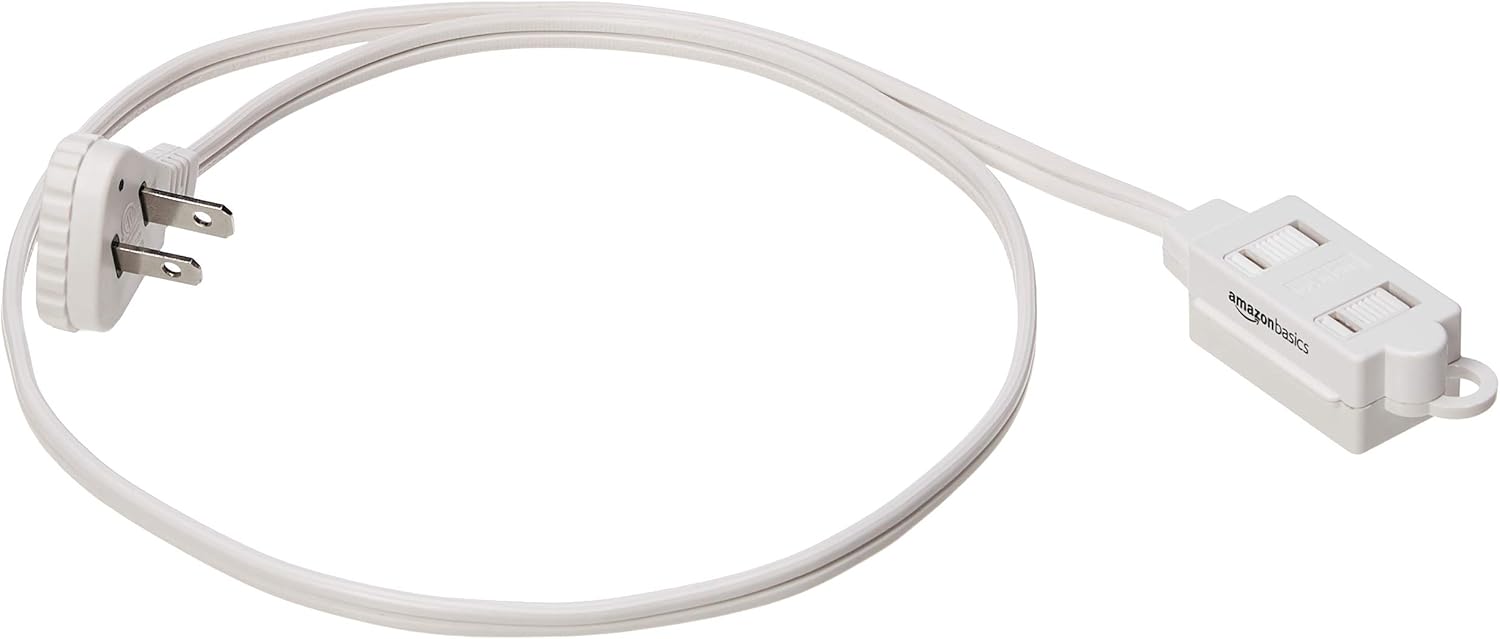 Amazon Basics 3Foot 2Prong Indoor Extension Cord Power StripFlat