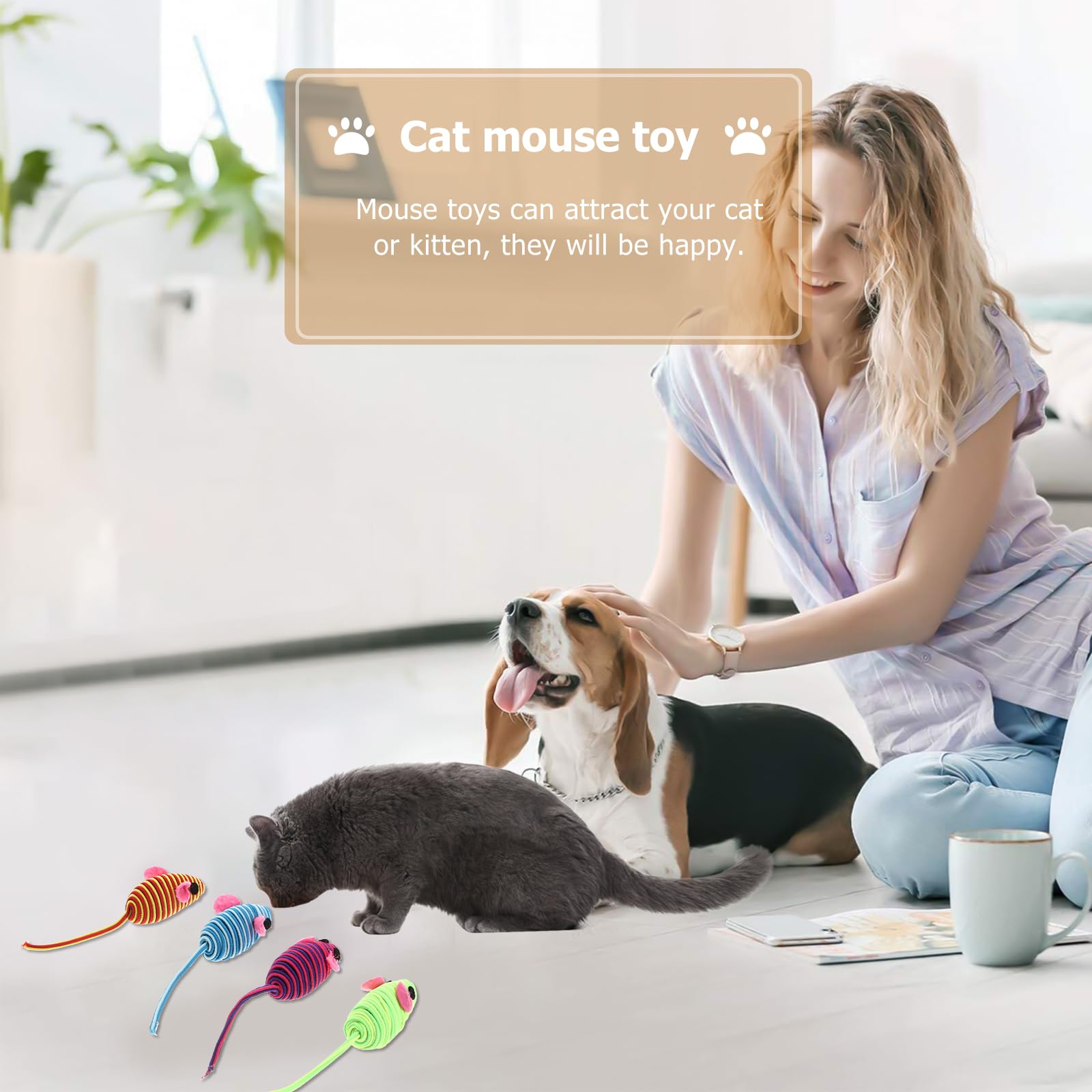 12x Katzen-Spielzeug Mit Elastischem Seil – Maus-Form, Kau-fest Für Alle Katzen