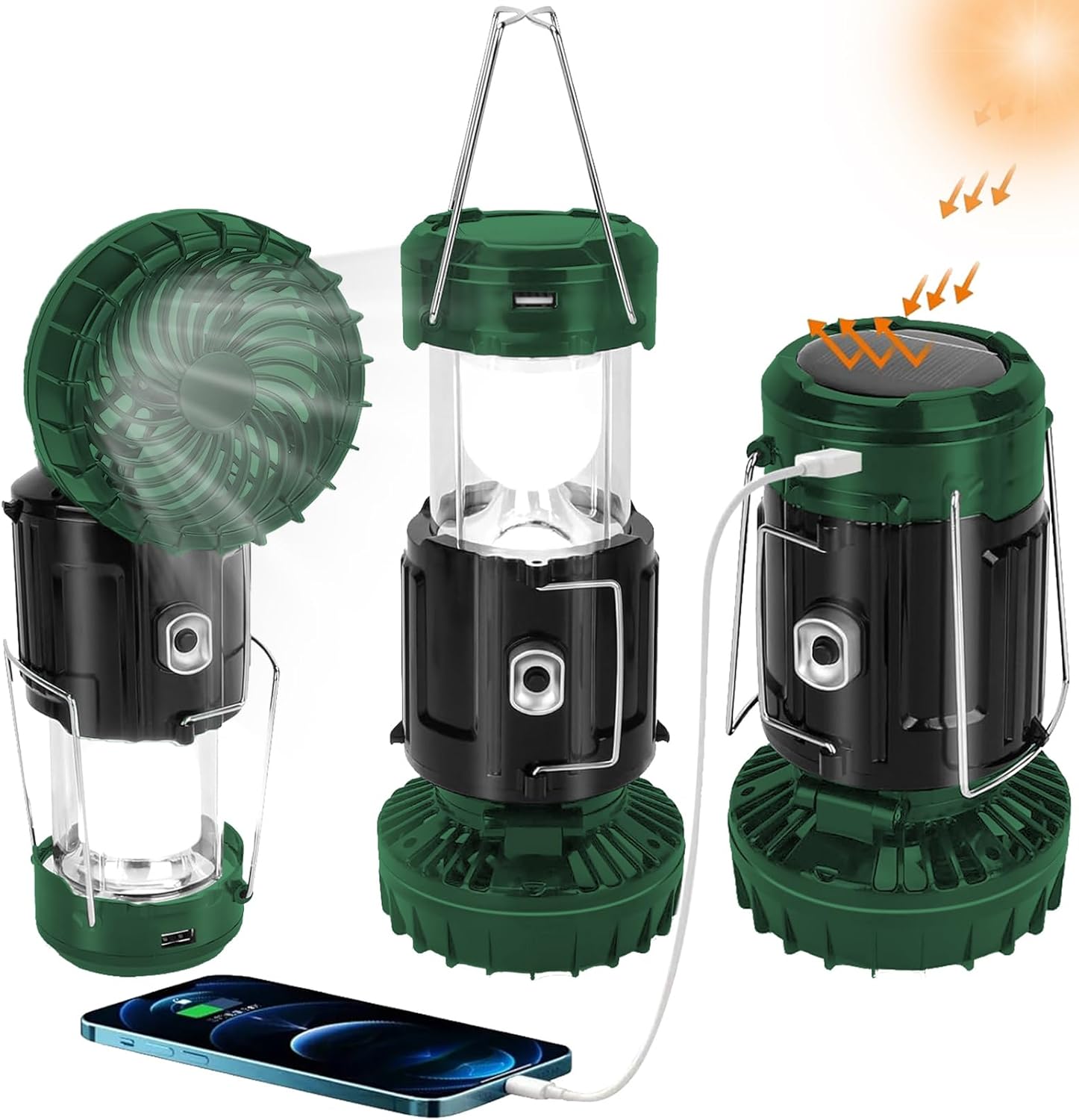 3 in 1 Portable Lantern – Collapsible Lightweight Camping Lantern for Power Outages Solar Flashlight Survival Kits for Indoor Outdoor Tent Home Emergency Essentials Hiking