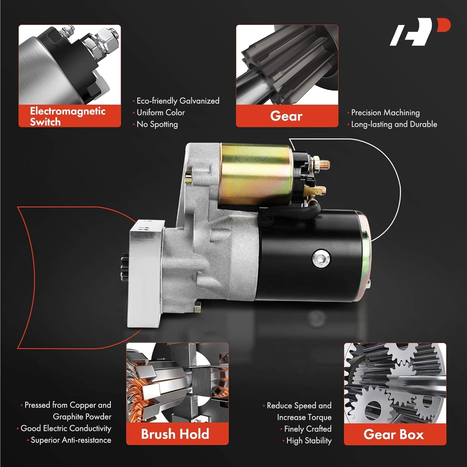 A-Premium Starter Motor Compatible with Chevy SBC Small Block BBC Big Block for GM Race Car, 1.4KW 12V 9 Teeth Clockwise, Replace# S114-254S1BX