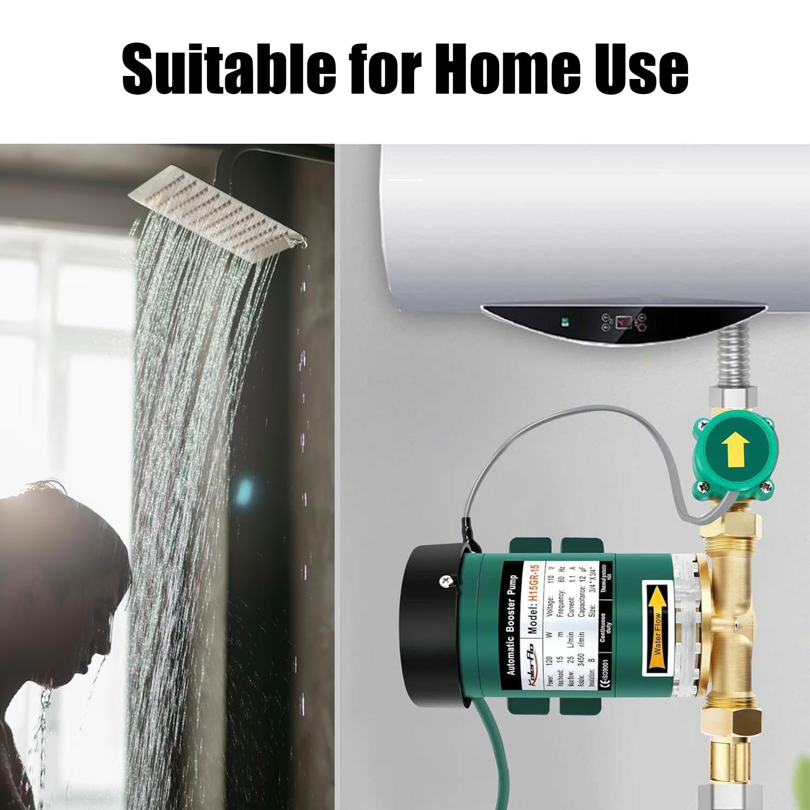 120W Heißwasserpumpe Automatische Druckerhöhungspumpe 2850 U/min 230V / 50Hz Haushalt Booster Pumpe für Hauswasserwerk Dusche und Garten und 20l/min Ausgang 19mm