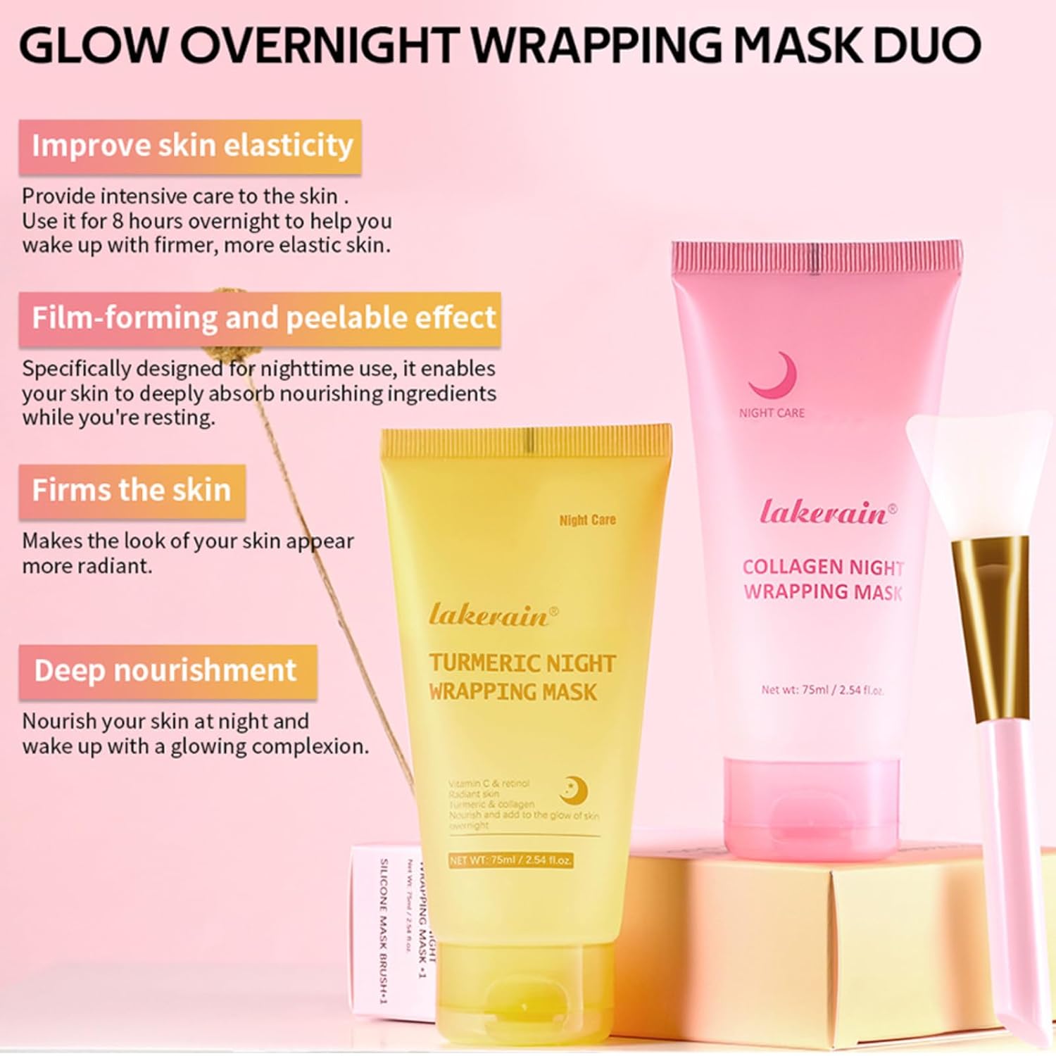 Collagen Overnight Wrapping Mask Peel Off Collagen Face Mask, Hydrates & Firming Korean Overnight Collagen Facial Hydrogel Masks For Glass Skin - Image 2