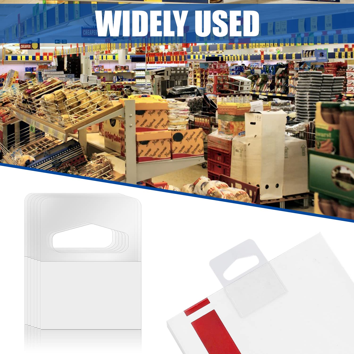 Linguette Appendibili Trasparenti 300pz - 32x22mm, Adesive, Per Esposizione Prodotti - Foto 5