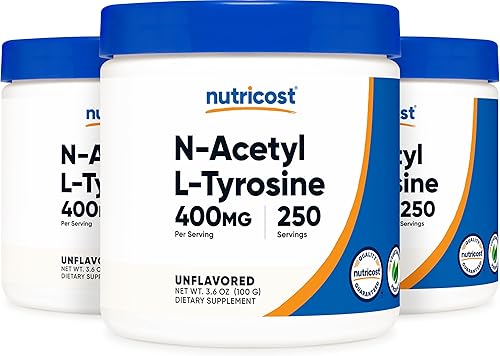 Miniatura 6 de Nutricost Polvo puro de N-acetil L-tirosina (NALT) 3.53 oz